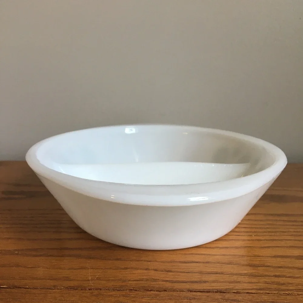 Glasbake Divided Serving Dish 12in White Excellent Green Pinwheel Fan J2352 MCM